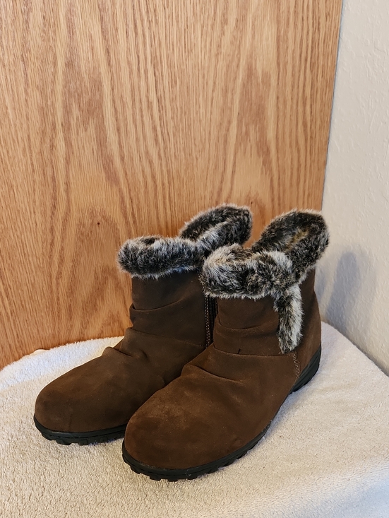 Khombu Shoes - Khombu Brown Faux-Fur Cuff Suede Ankle Boots